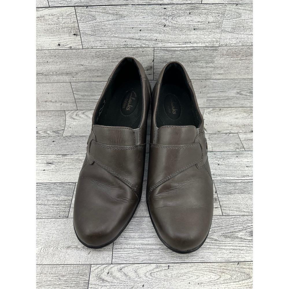 Clarks Bendables Brown Leather Block Heel Pumps Shoes Women Size 8.5M 62936